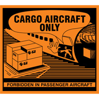 "Cargo Aircraft Only" Handling Labels, 4-3/4" L x 4-1/4" W, Orange Rock Safety Industrial Ltd