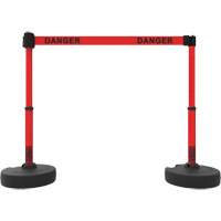 Ensemble de montants pour barri&egrave;re Plus, Plastique, 42" h, Ruban Rouge, Longueur du ruban 15' Rock Safety Industrial Ltd