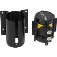 Barri&egrave;re &agrave; fixation murale avec ruban magn&eacute;tique, Acier, Fixation par vis, 7', Ruban Noir et jaune Rock Safety Industrial Ltd