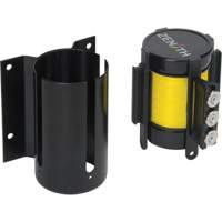 Barri&egrave;re &agrave; fixation murale avec ruban magn&eacute;tique, Acier, Fixation par vis, 12', Ruban Jaune Rock Safety Industrial Ltd