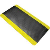 Tapis antifatigue, Losange, 1-2/3' x 3-1/4' x 3/4", Noir/Jaune, Polyur&eacute;thane Rock Safety Industrial Ltd