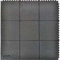 Cushion-Ease&reg; Interlocking Anti-Fatigue Mat, Pebbled, 3' x 3' x 3/4", Black, Natural Rubber Rock Safety Industrial Ltd