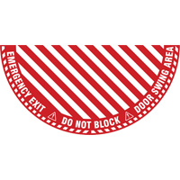 "Emergency Exit" Half Circle Swing Door Floor Sign, Adhesive, English with Pictogram Rock Safety Industrial Ltd
