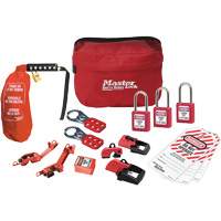 Trousse de cadenassage avec cadenas en thermoplastique de qualit&eacute; sup&eacute;rieure Zenex, Ensemble &eacute;lectrique, 16 composants compris Rock Safety Industrial Ltd