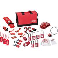 Trousse de cadenassage avec cadenas en thermoplastique de qualit&eacute; sup&eacute;rieure Zenex, Ensemble &eacute;lectrique/Vanne, 34 composants compris Rock Safety Industrial Ltd