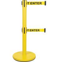 Dual Belt Crowd Control Barrier, Steel, 35" H, Yellow Tape, 7' Tape Length Rock Safety Industrial Ltd