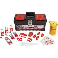 Trousse de cadenassage et d&eacute;tiquetage &eacute;lectrique avec cadenas de s&eacute;curit&eacute; en nylon dans une boîte &agrave; outils, Ensemble &eacute;lectrique, 33 composants compris Rock Safety Industrial Ltd