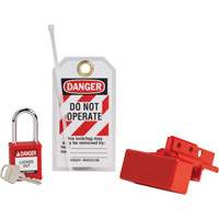 Dispositif de cadenassage pour connecteurs dalimentation de chariot &eacute;l&eacute;vateur BatteryBlock avec cadenas de s&eacute;curit&eacute; en nylon, Ensemble &eacute;lectrique, 3 composants compris Rock Safety Industrial Ltd
