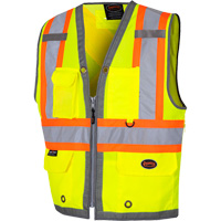 6673 Mesh-Back Zip-Front Surveyor's Vest, High Visibility Lime-Yellow, Small, Polyester Rock Safety Industrial Ltd