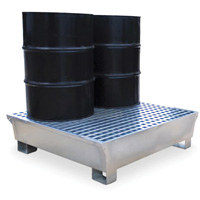 4-Drum Steel Ultra-Spill Pallet&reg;, 68 US gal. Spill Capacity, 49.1" x 47.1" x 10.9" Rock Safety Industrial Ltd