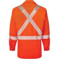 Ultrasoft&reg; Flame Resistant Deluxe Segmented Striped Work Shirt, Small, Orange Rock Safety Industrial Ltd