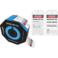 Danger Barricade Tags, Cardstock, 3" W x 6-1/4" H, English Rock Safety Industrial Ltd