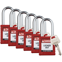 Cadenas de verrouillage Velocity, Rouge, Cl&eacute;s diff&eacute;rentes, Nylon, Largeur de 1-1/2" Rock Safety Industrial Ltd