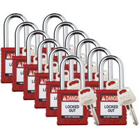 Cadenas de verrouillage Velocity, Rouge, Cl&eacute;s diff&eacute;rentes, Nylon, Largeur de 1-1/2" Rock Safety Industrial Ltd