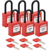 Cadenas de verrouillage Velocity, Rouge, Cl&eacute;s identiques, Nylon, Largeur de 1-1/2" Rock Safety Industrial Ltd