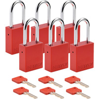 Cadenas de s&eacute;curit&eacute;, Cadenas de s&eacute;curit&eacute;, Cl&eacute;s diff&eacute;rentes, Aluminium, Largeur de 1-1/2" Rock Safety Industrial Ltd