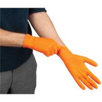 Heavyweight Tactile Grip Examination Gloves, Small, Nitrile, 8-mil, Powder-Free, Orange Rock Safety Industrial Ltd