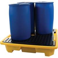 Palette de d&eacute;versements pour quatre barils, Capacit&eacute; de d&eacute;versement 66 gal. US, 57,5" x 57,5" x 12" Rock Safety Industrial Ltd
