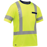 Chemise &agrave; manches courtes et X au dos Bisley, Poly-coton, Petit, Jaune lime haute visibilit&eacute; Rock Safety Industrial Ltd
