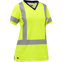 Chemise &agrave; manches courtes et X au dos Bisley pour femmes, Poly-coton, Petit, Jaune lime haute visibilit&eacute; Rock Safety Industrial Ltd