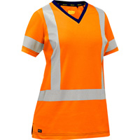 Chemise &agrave; manches courtes et X au dos Bisley pour femmes, Poly-coton, Petit, Orange haute visibilit&eacute; Rock Safety Industrial Ltd