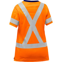 Chemise &agrave; manches courtes et X au dos Bisley pour femmes, Poly-coton, Petit, Orange haute visibilit&eacute; Rock Safety Industrial Ltd
