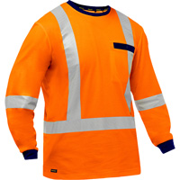 Chemise &agrave; manches longues et X au dos Bisley, Poly-coton, Petit, Orange haute visibilit&eacute; Rock Safety Industrial Ltd