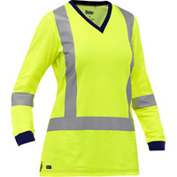 Chemise &agrave; manches longues et X au dos Bisley pour femmes, Poly-coton, Petit, Jaune lime haute visibilit&eacute; Rock Safety Industrial Ltd