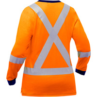 Chemise &agrave; manches longues et X au dos Bisley pour femmes, Poly-coton, Petit, Orange haute visibilit&eacute; Rock Safety Industrial Ltd