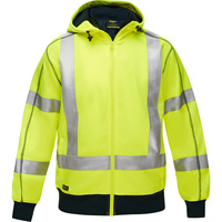 Coton ouat&eacute; doubl&eacute; de sherpa avec capuchon &agrave; fermeture &eacute;clair compl&egrave;te et X au dos Bisley, Petit, Jaune lime haute visibilit&eacute; Rock Safety Industrial Ltd