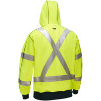 Coton ouat&eacute; doubl&eacute; de sherpa avec capuchon &agrave; fermeture &eacute;clair compl&egrave;te et X au dos Bisley, Petit, Jaune lime haute visibilit&eacute; Rock Safety Industrial Ltd