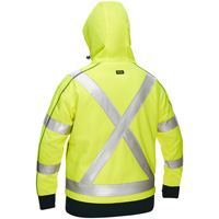 Coton ouat&eacute; doubl&eacute; de sherpa avec capuchon &agrave; fermeture &eacute;clair compl&egrave;te et X au dos Bisley pour femmes, Petit, Jaune lime haute visibilit&eacute; Rock Safety Industrial Ltd
