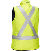 Bisley&reg; X-Back Women's Contoured Reversible Puffer Vest, High Visibility Lime-Yellow, Small, Polyester Rock Safety Industrial Ltd