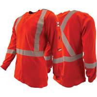 Chandail &agrave; manches longues ignifuge et r&eacute;sistant &agrave; l'arc &eacute;lectrique avec bandes de 2" Henley Atlas Guardian, T-petit, Orange haute visibilit&eacute; Rock Safety Industrial Ltd