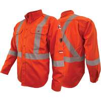 Chandail de travail &agrave; manches longues ignifuge et r&eacute;sistant &agrave; l'arc &eacute;lectrique avec bandes de 2" Atlas Guardian, T-petit, Orange haute visibilit&eacute; Rock Safety Industrial Ltd