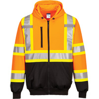 Contrast-Striped Safety Hoodie, Small, Black/High Visibility Orange Rock Safety Industrial Ltd