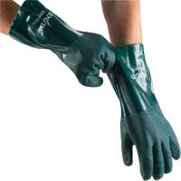 Double Dipped Green Gloves, 14" L, PVC, Cotton Jersey Inner Lining, 70-mil Rock Safety Industrial Ltd