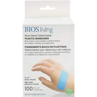Blue Water-Resistant Bandages, Rectangular/Square, 3", Plastic Metal Detectable, Sterile Rock Safety Industrial Ltd