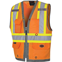 Pioneer Mesh Back Zip Front Surveyor Safety Vest, High Visibility Orange, Small, Polyester Rock Safety Industrial Ltd