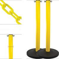 Industrial Stanchion Kit with Plastic Chain, 37" High, Yellow Rock Safety Industrial Ltd