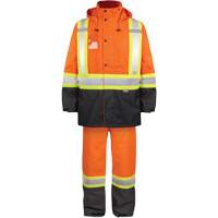 High-Visibility 150-Deniers Rain Suit, Polyester, Small, High Visibility Orange Rock Safety Industrial Ltd