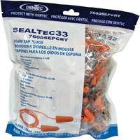 SEALTEC33 Orange Tapered PU Foam Disposable Earplugs, Bulk - Polybag, Corded Rock Safety Industrial Ltd