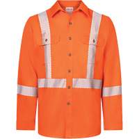 Chemise de travail haute visibilit&eacute; &agrave; bandes segment&eacute;es 7 oz de luxe Avenger, Style 652, Hommes, Petit, Orange Rock Safety Industrial Ltd