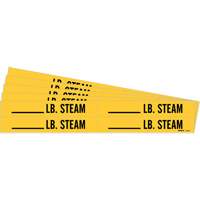 Marqueurs de tuyau avec espace vierge suivi de LB. Steam, Autocollant, 1-1/8" h x 7" la, Noir sur jaune Rock Safety Industrial Ltd
