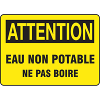 Enseigne  Eau non potable , 7" x 10", Plastique, Français Rock Safety Industrial Ltd