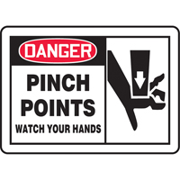 Enseigne  Pinch Points , 7" x 10", Plastique, Anglais avec pictogramme Rock Safety Industrial Ltd