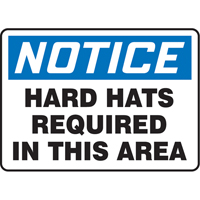 "Hard Hats Required" Sign, 7" x 10", Vinyl, English Rock Safety Industrial Ltd