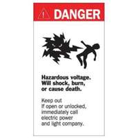 "Danger Hazardous Voltage" Sign, 8" x 4-1/2", Acrylic, English with Pictogram Rock Safety Industrial Ltd