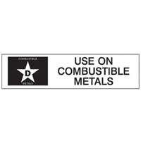 "D: Use on Combustible Metals" Fire Extinguisher Label Rock Safety Industrial Ltd