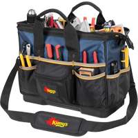 Sac &agrave; outils fourre-tout Big-Mouth &agrave; base moul&eacute;e, Polyester balistique, 23 pochettes, Noir/Bleu Rock Safety Industrial Ltd